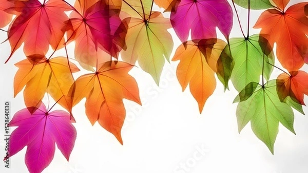 Fototapeta vibrant transparent leaves with copy space