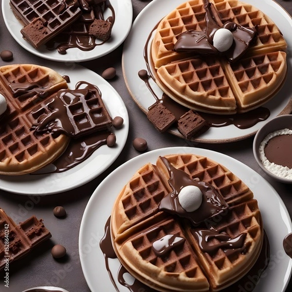 Fototapeta waffles de Choco simple and hyper realistic photography 