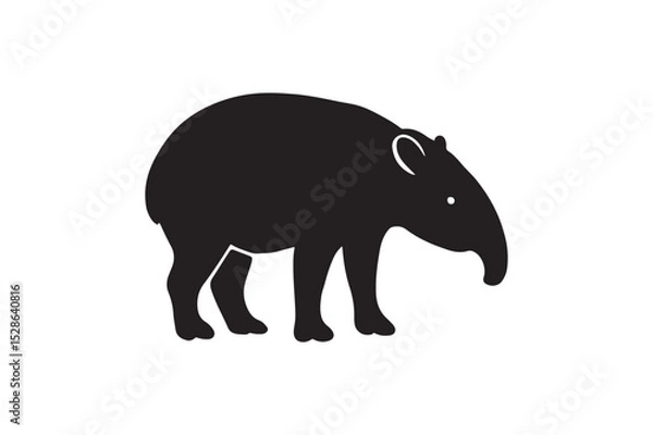 Fototapeta Tapir Trunk silhouette vector with white background