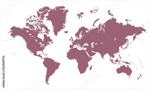 Obraz World map accurate scale-08, world map vector image, modern world map, Illustration, eps 10, worldwide, all continents, all countries, worldwide project