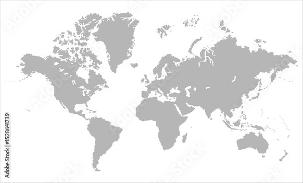 Obraz World map accurate scale-08, world map vector image, modern world map, Illustration, eps 10, worldwide, all continents, all countries, worldwide project