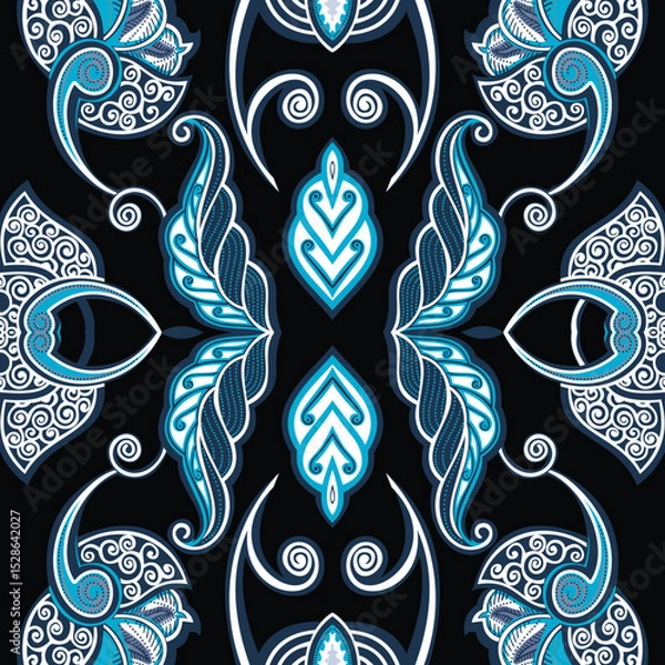 Obraz indonesian batik. indonesian batik pattern vector. Batik Indonesian: is a technique of wax-resist dyeing applied to whole cloth, or cloth made using this technique originated from Indonesia. 