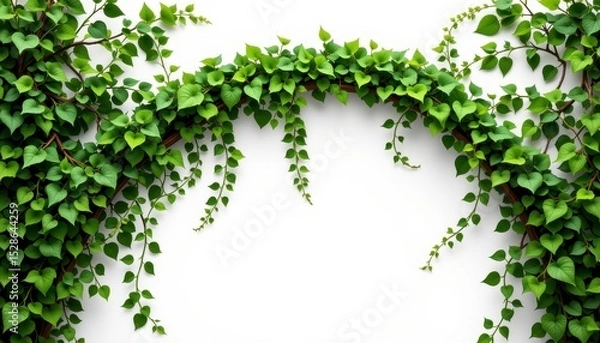 Fototapeta Lush Green Ivy Leaves Framing a Blank Space for Creative Designs and Nature-Inspired Backgrounds
