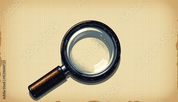 Fototapeta Vintage magnifying glass on textured background highlighting details and curiosities for exploration and discovery purposes