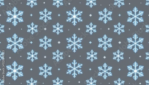 Fototapeta Snowflake Pattern Design on Gray Background for Winter Decor and Seasonal Themes in Soft Blue and White Colors