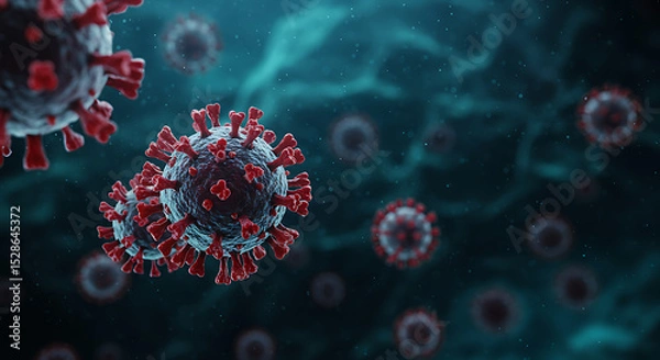 Fototapeta Microscopic View: Coronavirus Particles