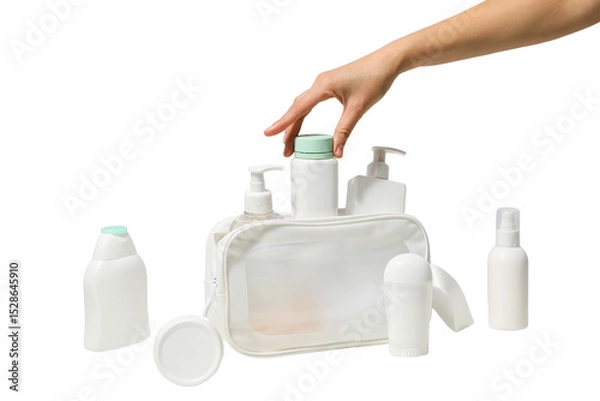 Obraz Picks green cap bottle from cosmetics, isolated on white, PNG