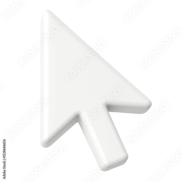 Fototapeta 3D White Cursor Arrow Icon with Transparent Background
