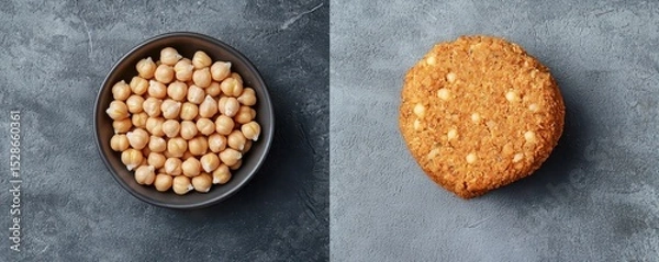 Obraz Hands hold a bowl filled with golden-brown oatmeal cookies topped 