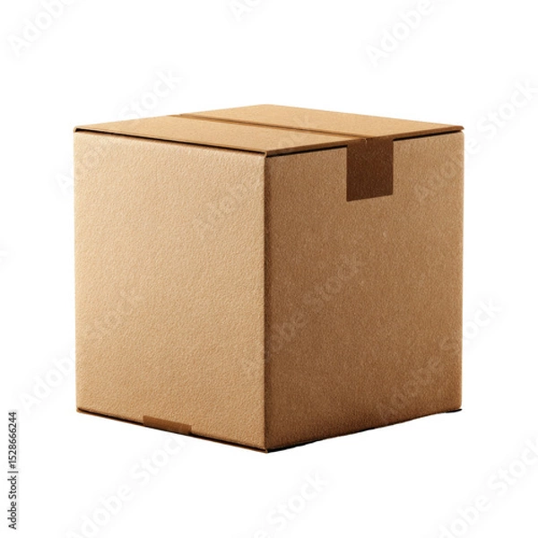 Obraz A cardboard box is sitting on a white background