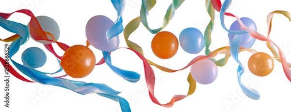 Obraz A bunch of colorful balloons are tied together in a long ribbon