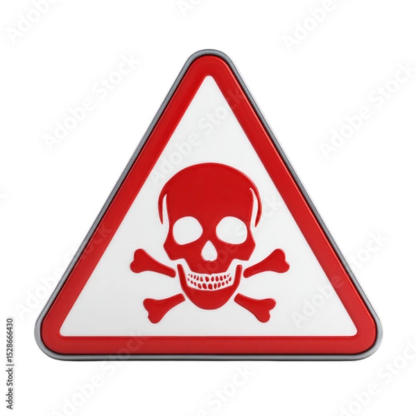 Fototapeta A red and white skull with a red cross on it