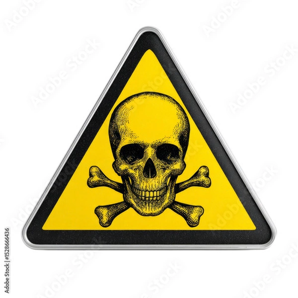 Obraz A skull with two crossed bones on a yellow sign