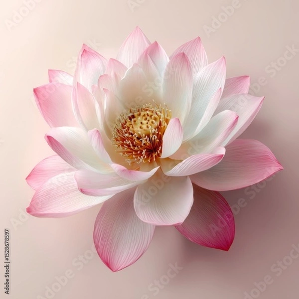 Obraz Elegant Pink Lotus Flower with Delicate Petals and Radiant Center on Soft Background for Nature and Beauty Themes