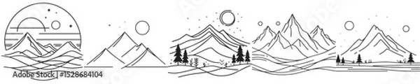 Fototapeta mountain vector continuous line style