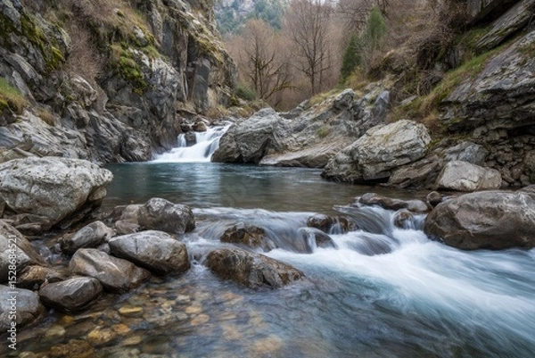 Fototapeta Mountain Stream Serenity Water Flowing Over Rocks