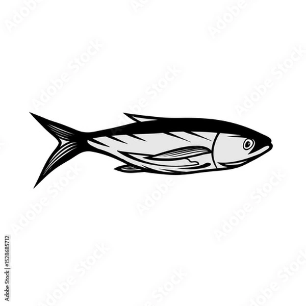 Fototapeta side view of ocean fish vector illustration