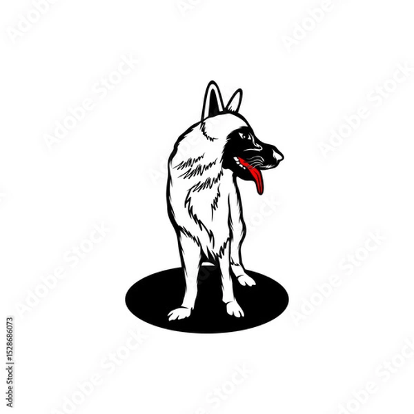 Fototapeta white dog front view vector illustration