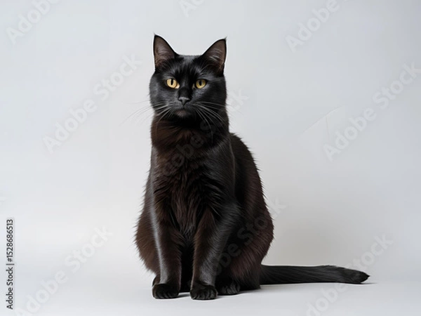 Obraz 座る黒猫[GenerativeAI]