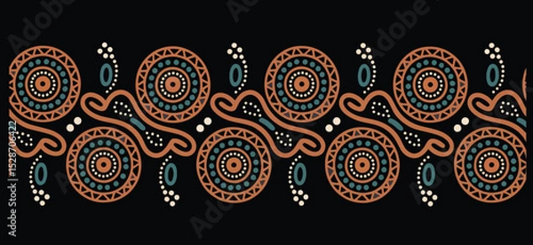 Obraz Australian aboriginal art seamless pattern border isolated on transparent background