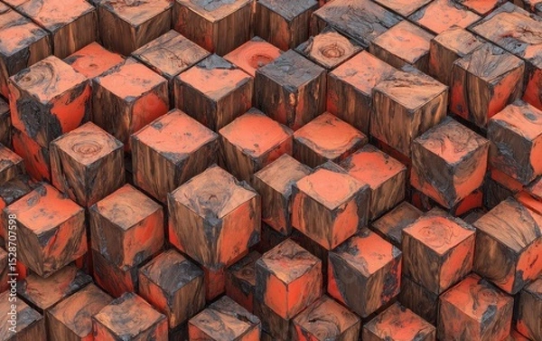 Obraz Abstract wooden cubes