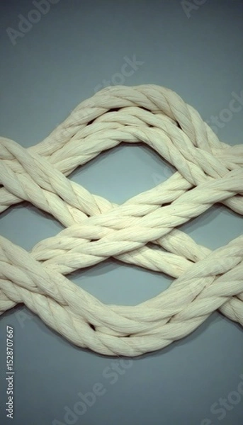 Fototapeta Abstract woven pattern of cream-colored cords