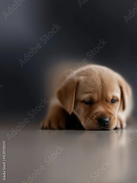 Obraz Adorable puppy resting on floor