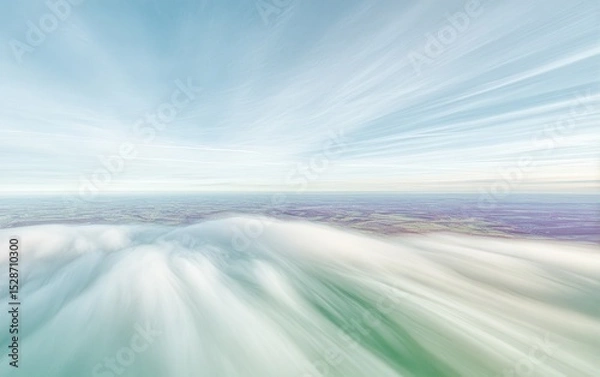 Obraz Aerial view of a blurred landscape, soft colors
