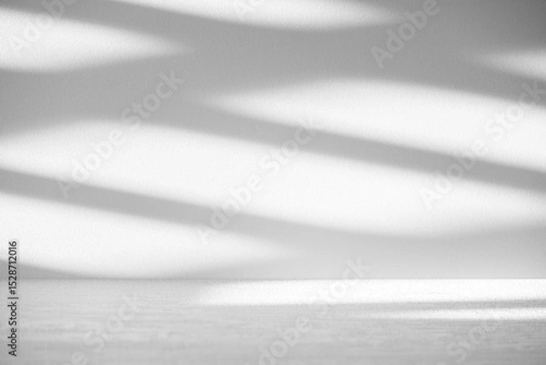 Fototapeta Wall interior background, studio and backdrops show products.with shadow from window color white and grey. background for text insertion and presentation product	