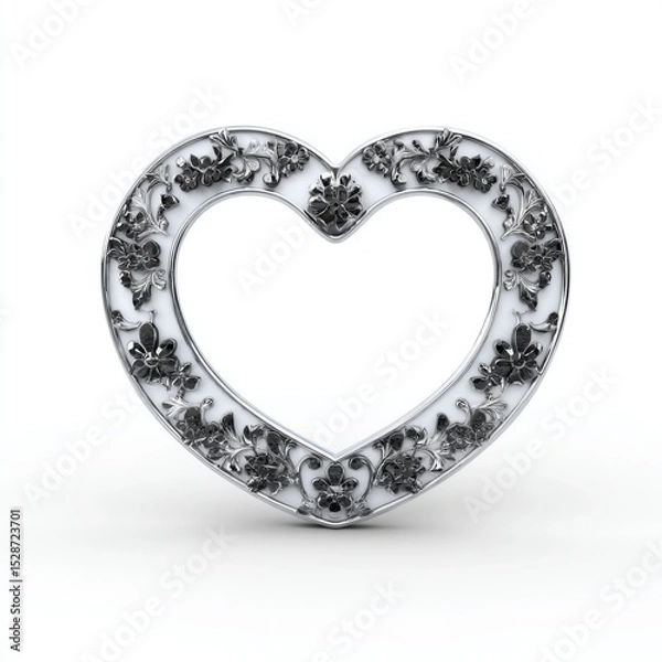 Obraz Elegant Floral Heart Frame with Intricate Design for Romantic and Artistic Themes