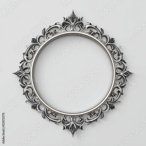 Obraz Ornate Vintage Silver Frame with Intricate Design for Elegant Display on a Plain Background
