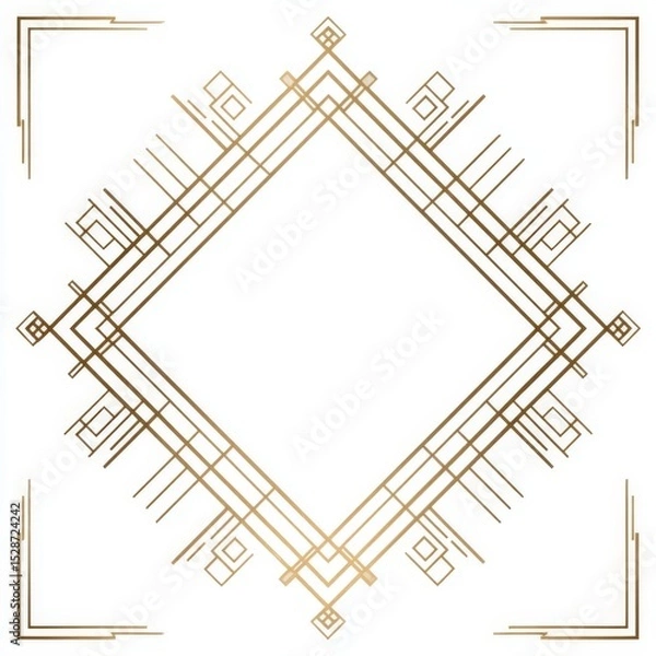 Obraz Elegant geometric design with golden lines forming a diamond shape, perfect for backgrounds or decorative elements in projects