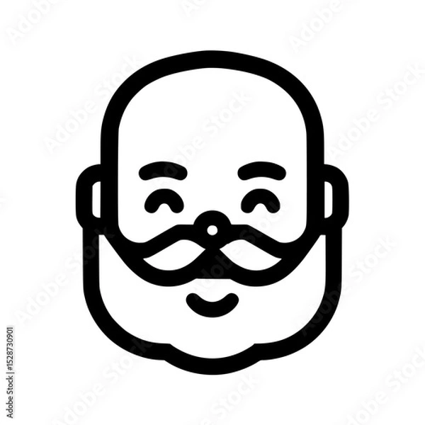 Obraz Outlined cartoon illustration of a happy, bald man with a mustache.