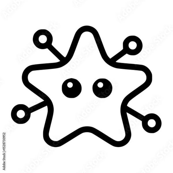 Obraz Cute, cartoonish star icon with connected points.