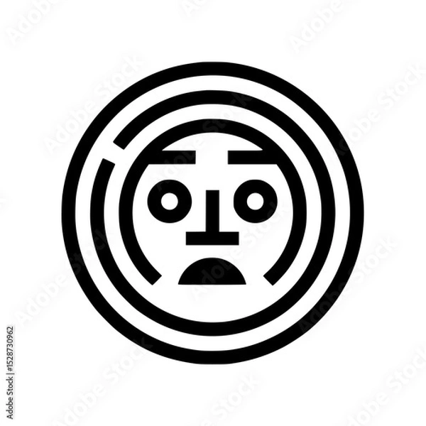 Obraz Abstract, stylized illustration of a circular face with concentric rings, a minimalist design.