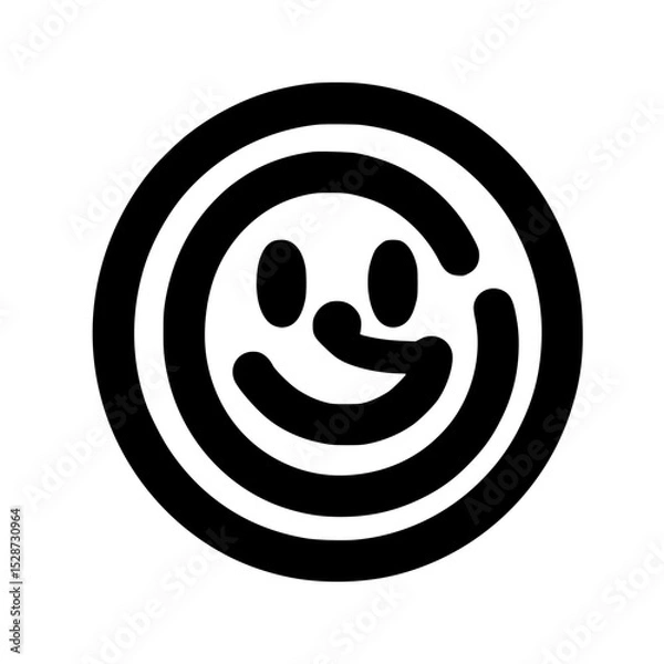 Obraz Stylized black and white drawing of a smiling face within concentric circles.