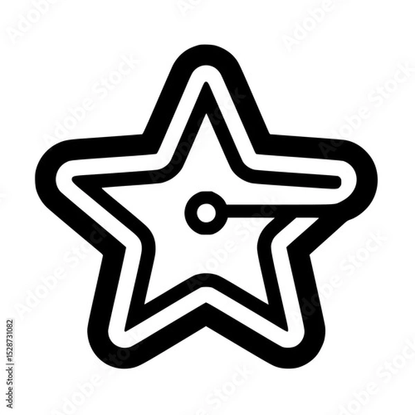Obraz Star icon with a line and circle connecting to the center, outlined in black.