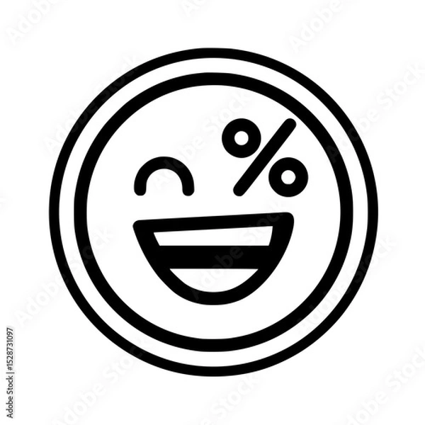 Obraz Smiling emoticon with percentage sign, expressing happiness and profit.