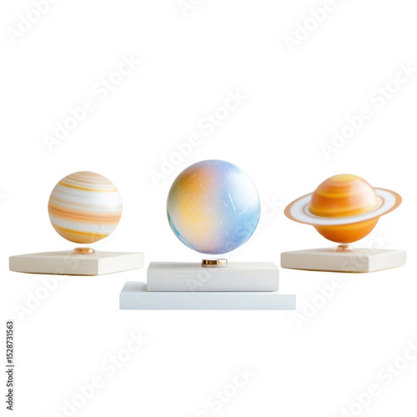 Fototapeta Artistic Representation of Planets in Solar System Model with Abstract Background and Vibrant Colors