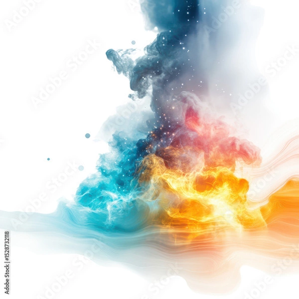 Obraz Colorful Abstract Smoke and Light Swirls Creating a Dreamy Background for Creative Design Projects
