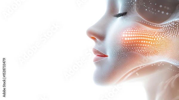Obraz Futuristic Concept of Facial Features with Digital Patterns for Beauty and Technology Innovations