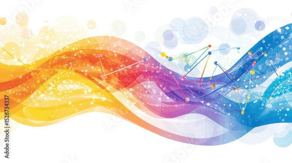 Fototapeta Abstract Colorful Wavy Background with Bubbles and Points of Light for Creative Projects and Designs