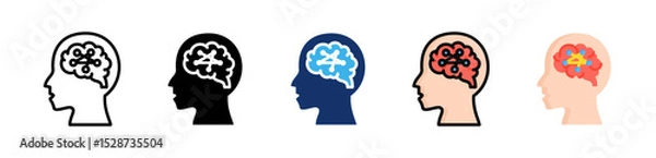 Fototapeta Neural Network Icon Collection With Multiple Styles