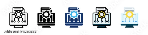 Fototapeta Algorithm Icon Collection With Multiple Styles