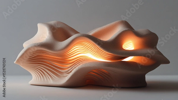 Fototapeta abstract dynamic 3D organic structure glowing