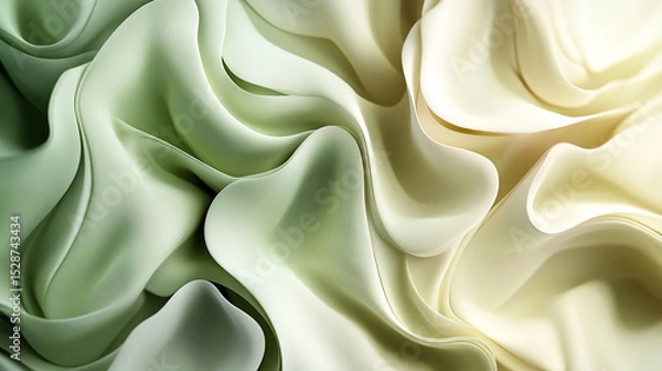 Fototapeta dynamic organic 3D form with sage gradient tones