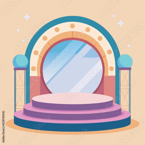 Obraz a soft toned stage mockup with circular frame