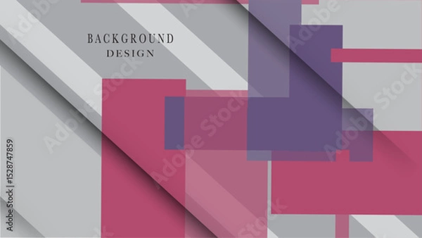 Obraz Abstract background featuring curved lines and geometric shapes, combining pink, purple and grey colors