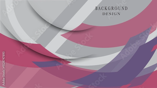 Obraz Abstract background featuring curved lines and geometric shapes, combining pink, purple and grey colors