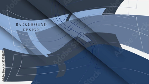 Obraz Abstract background features blue white color, layered geometric lines creating a modern and visually appealing design